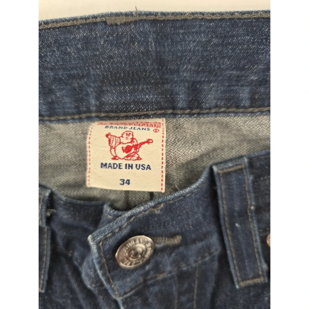 Y2K True Religion Straight Flap‎ Jeans 34X29 USA Dark Wash World Tour Ricky